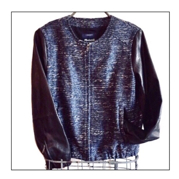 Madewell Bomber Jacket — Metallic Boucle & Leather - Picture 10 of 10